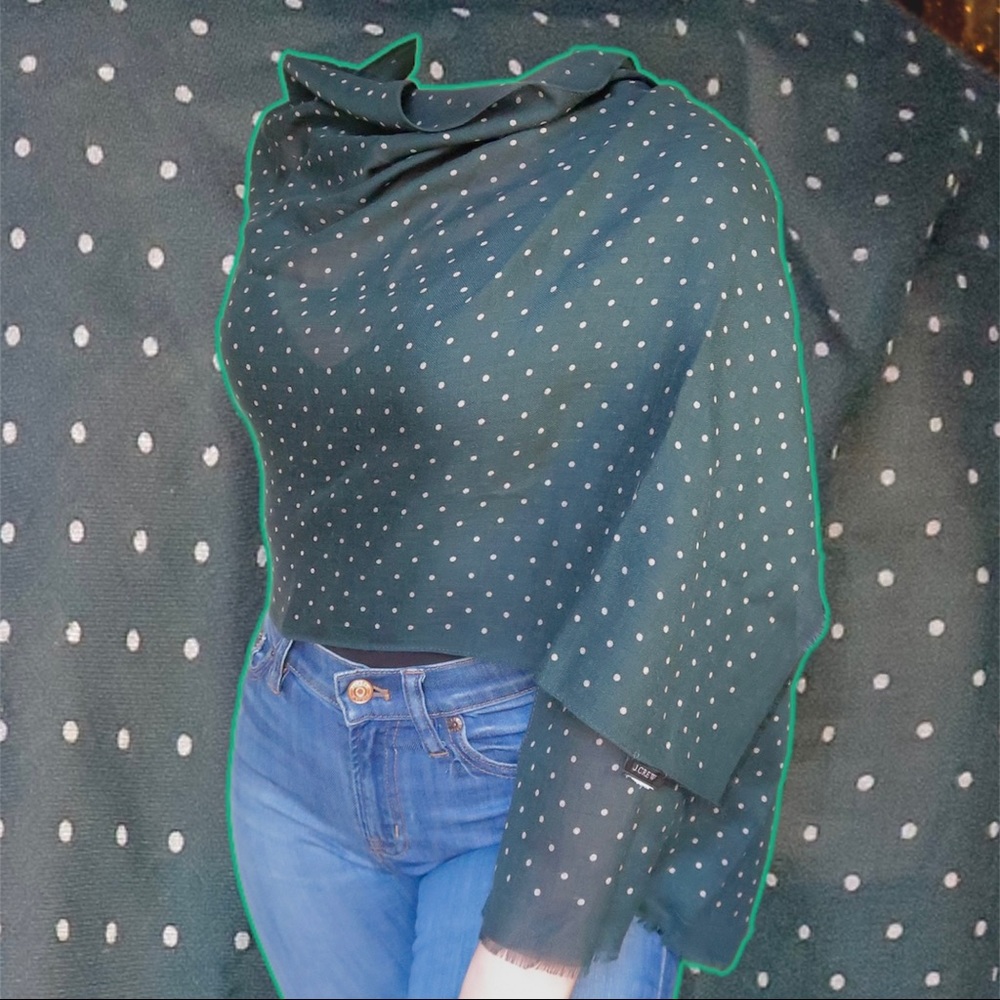 Lightweight Wool Silk Dotted Scarf | J Crew |Green